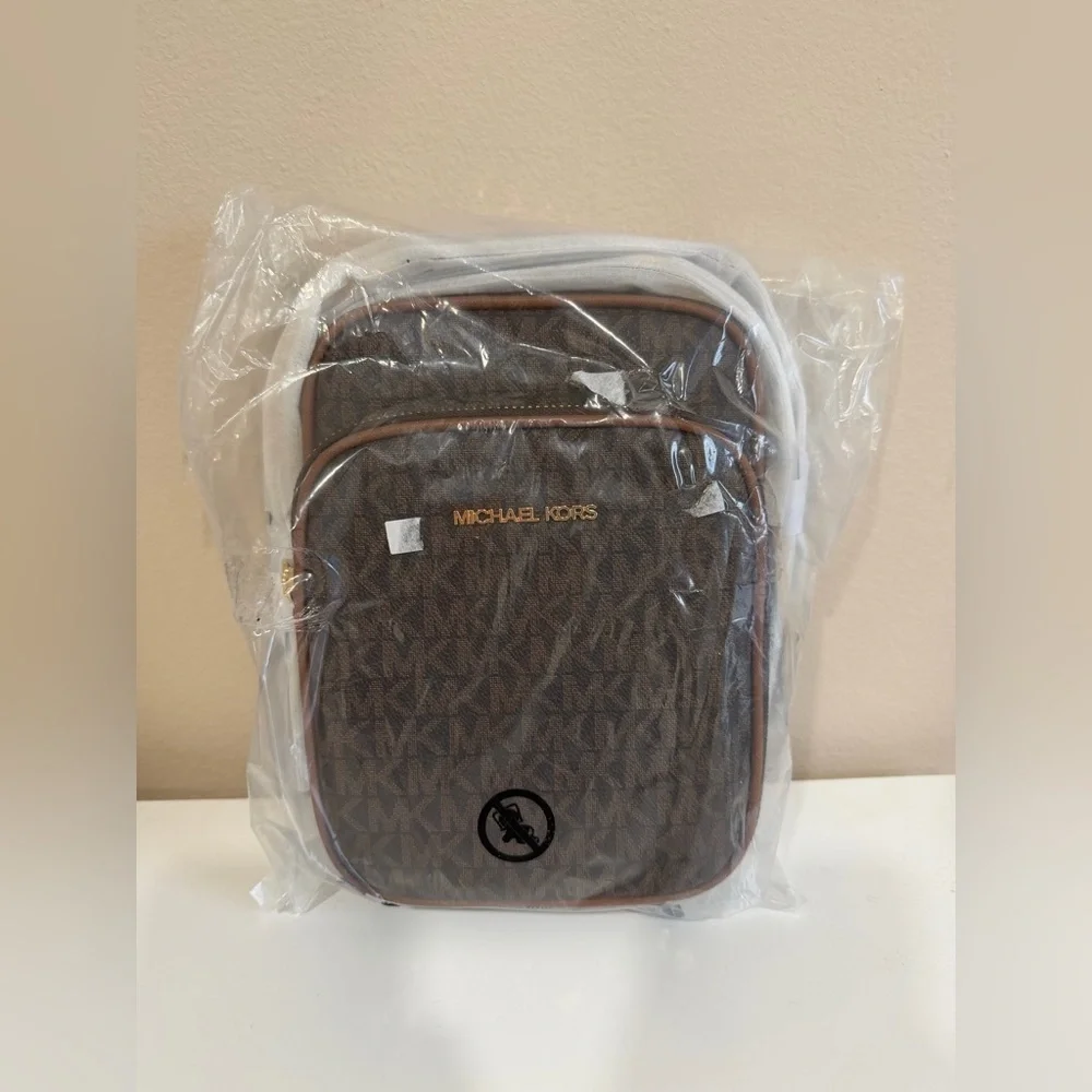 MICHAEL KORS Jet Set Travel Medium Logo Crossbody Bag brown NWT - Picture 5 of 7